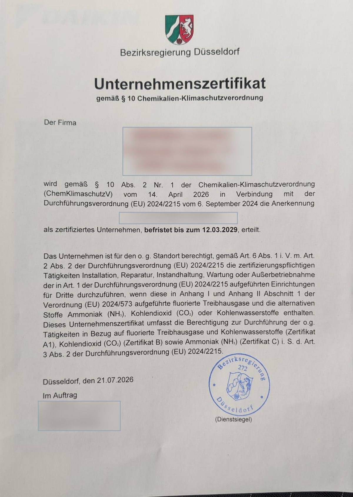 Unternehmenszertifikat GmbH